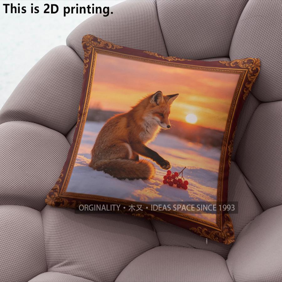 Winter Fox Square Throw Pillow Covers Pattern Cushion Cover Suitable For Sofa Bedroom Car Pillow Cover