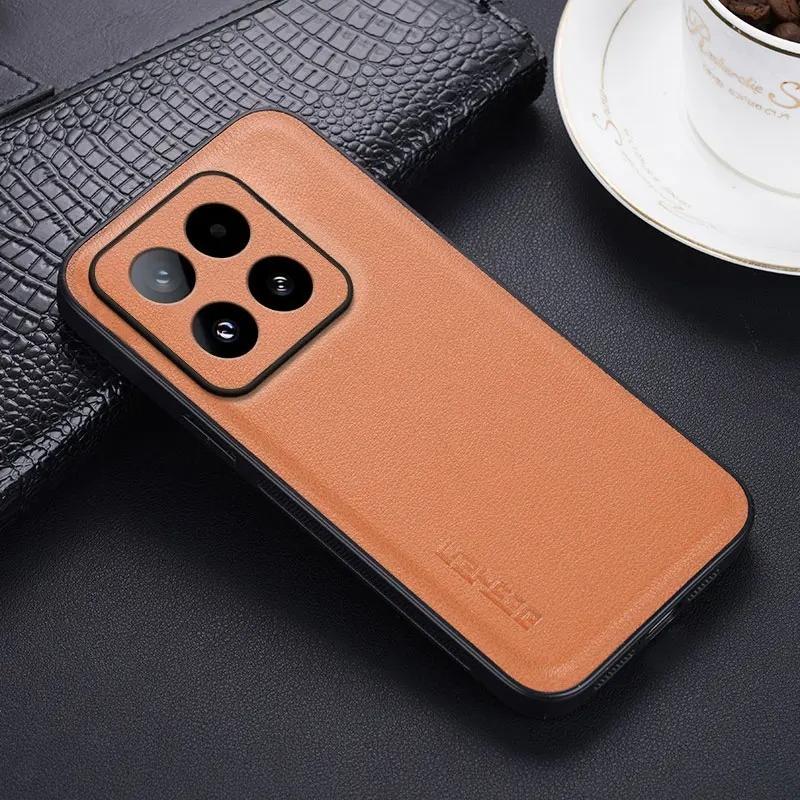 

Чехол для Xiaomi 15T 15TPro из углеволокна и искусственной кожи, противоударный чехол для Xiaomi 15T Pro, мягкий бампер для телефона с защитой от ударов Xiaomi 15T Pro коричневый