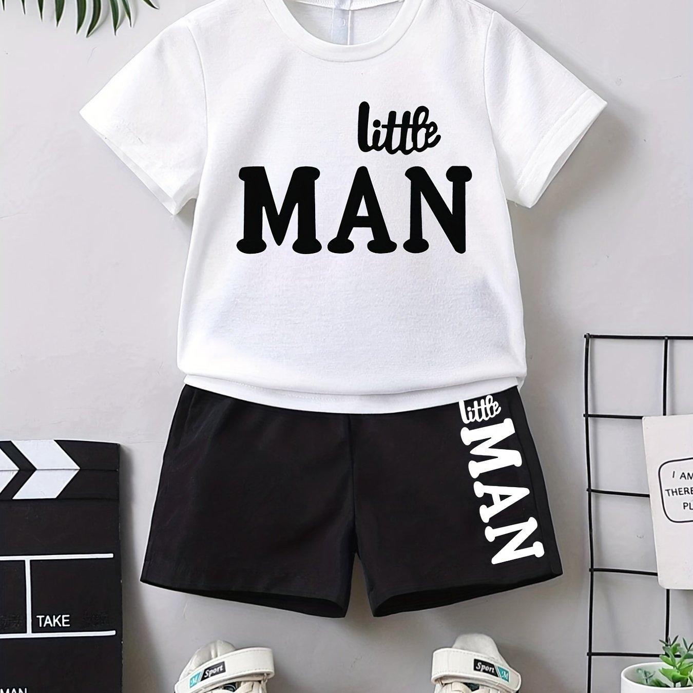 

Boys Little boy Letter Print Short Sleeve T-Shirt and Shorts Set Casual Printed 13-14Y