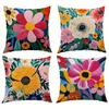 Colorful Floral Patterned Pillowcase ,Sofa Bedroom Cushion Cover, Single-Sided Printing, Without Pillow Core
