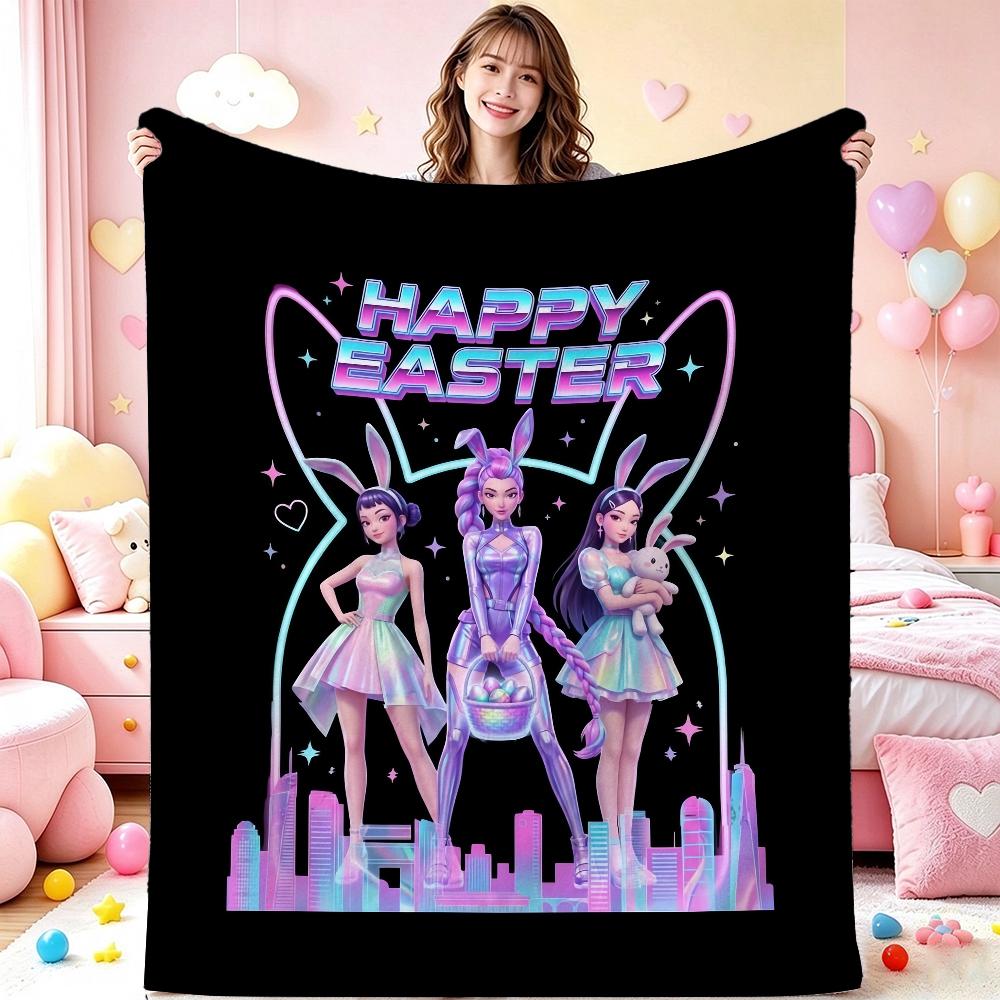 Kpop Demon Hunters Music Show Cartoon Anime Blanket Ultra Soft Throw Blanket For Bedroom Sofa Bed Party Decor New Year Gift