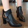 Autumn Winter New Pointed Short Boots for Women Side Zipper Thick Heel High Heels Simple Comfortable Versatile Shoes