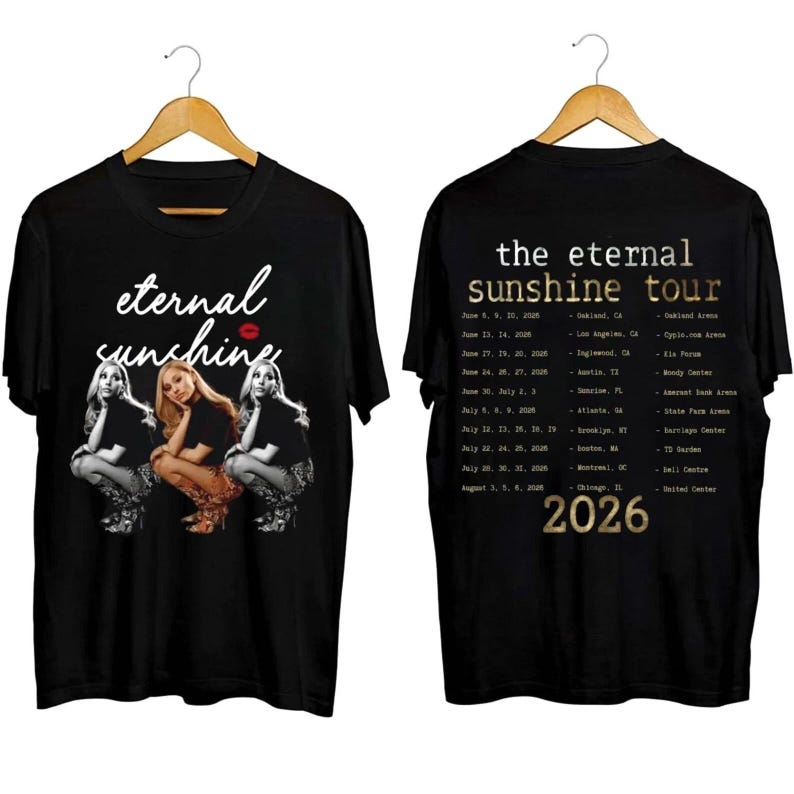 Футболка Ariana Grande Eternal Sunshine Tour 2026, Концертная футболка, Мерч Ariana Grande, Даты тура и дизайн с участниками, Подарок для фанатов Ariana 4XL