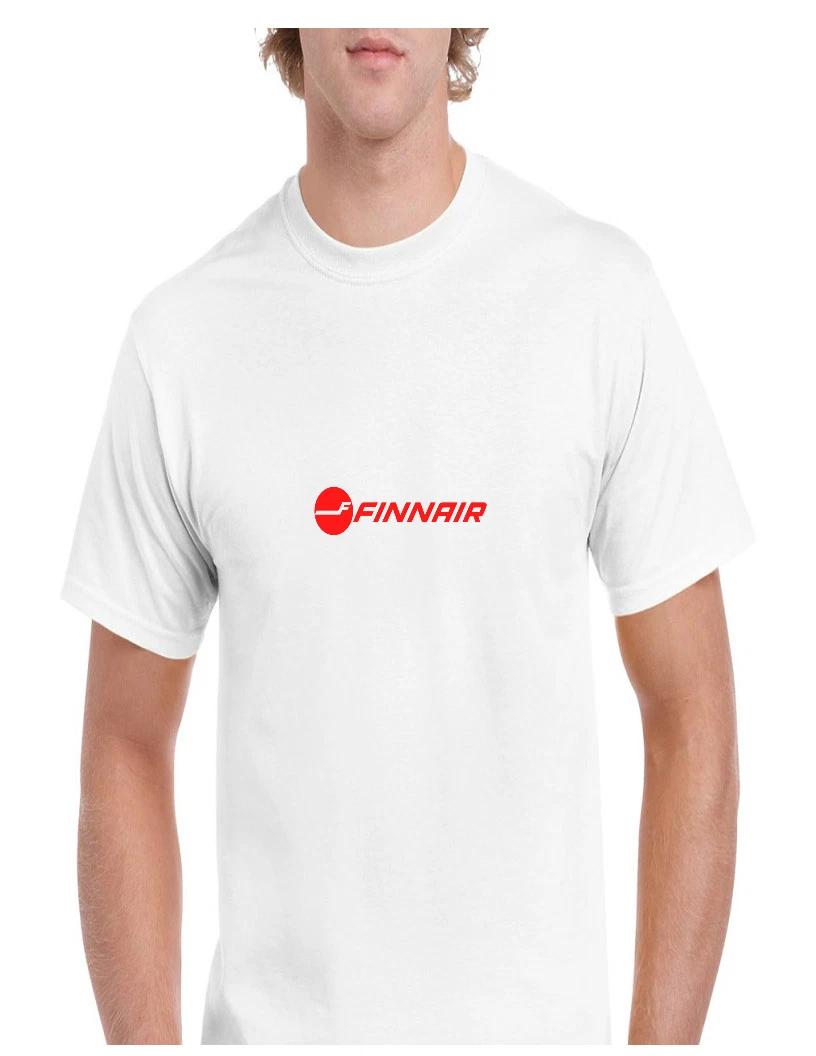 Finnair Red Retro Logo Finland Finnish Airline White Cotton T-Shirt S