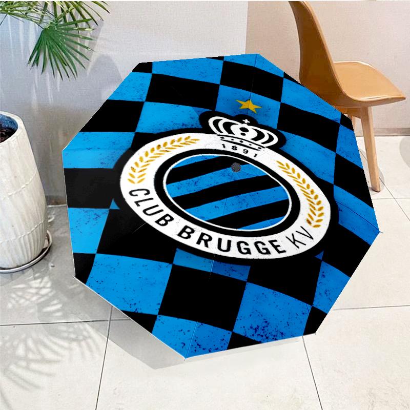 FC Brugge Crest Automatic Folding Umbrella - 8-Rib Travel Umbrella with Auto Open/Close & Portable, Gift for Christmas, Birthdays