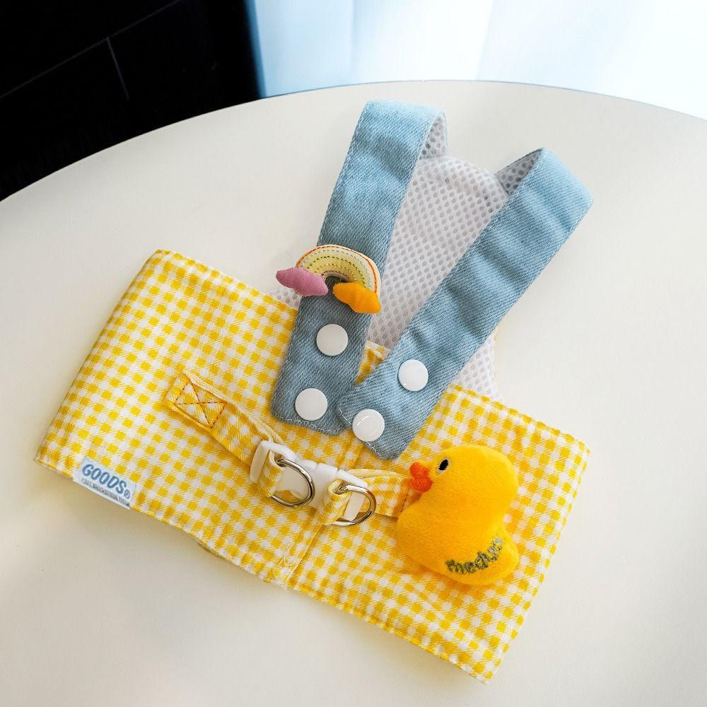 3 szt./zestaw Oddychający materiał Zestaw smyczy trakcyjnej dla zwierząt Design kaczki i żaby Uroczy kapelusz Smycz dla psa Ubranka dla szczeniaka Wychodzący kot Szelki piersiowe dla kota