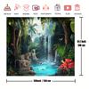 1pc Dreamy Forest Mural with Leopards, Polyester Fiber, Jungle Waterfall Scenery, Living Room and Bedroom Decoration