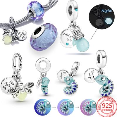 Fit DIY 925 Original Armband Chamäleon leuchtende Glühwürmchen Schmetterling Silber Charms Perlen für DIY Weihnachtsschmuck Geschenkherstellung