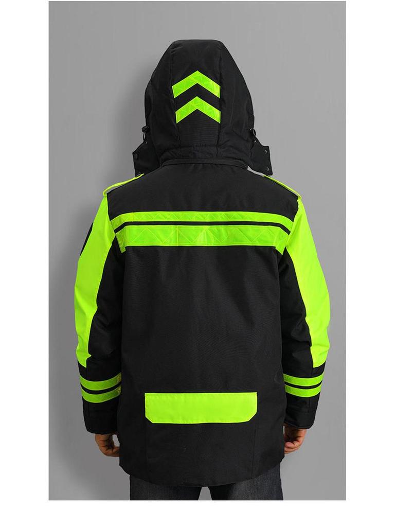 Reflective Rainproof Winter Coat with Thick Inner Liner for Traffic Duty and Cold Protection