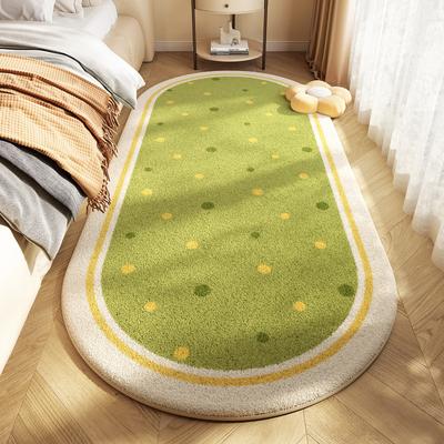 Oválný koberec, Faux kašmírový kobereček k posteli do obývacího pokoje, ložnice, herny, dětského pokoje, Dlouhý pruhový koberec Podložka na podlahu, Roztomilý kreslený doodle vzor