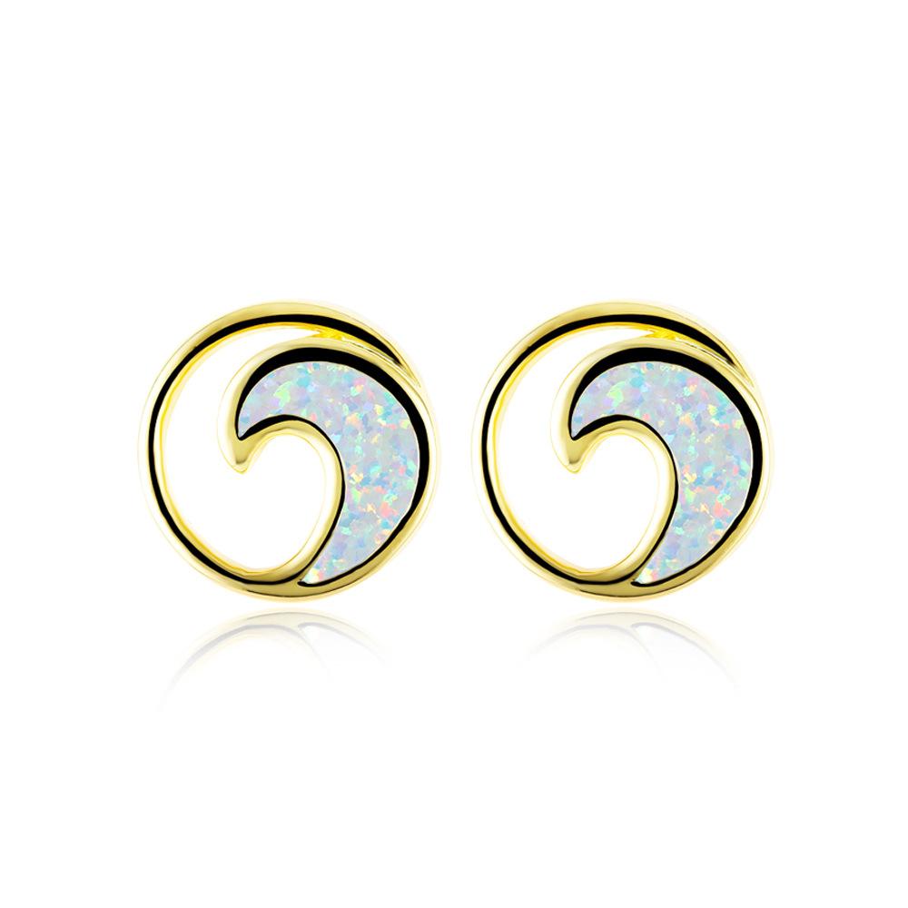 New Fashion Ruili Style Gold Platinum Wave Circle Womens Versatile Earrings