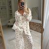 Spring Printed Women's Home Clothes Loose Long Sleeved Long Pants Pajamas Two-piece Set