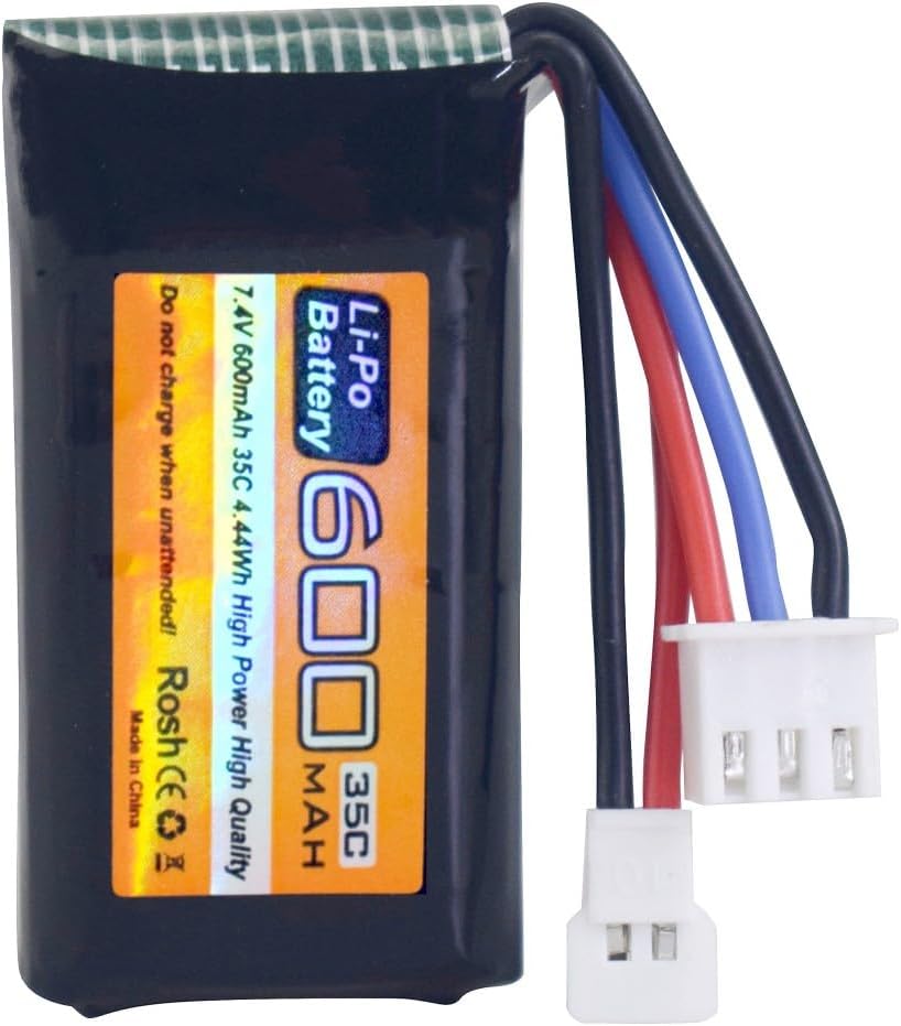 2× 7.4V 600mAh 35C 2S LiPo Batteries with Molex Plug – Compatible with FMS FCX24 RC Crawlers and Electric Climbing Vehicles