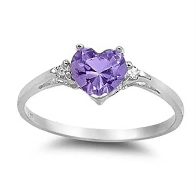 2025 New Purple Cubic Zirconia Ring with Sparkling Square Crystal, High End Women's Personalized Fashion Cocktail Party Zircon