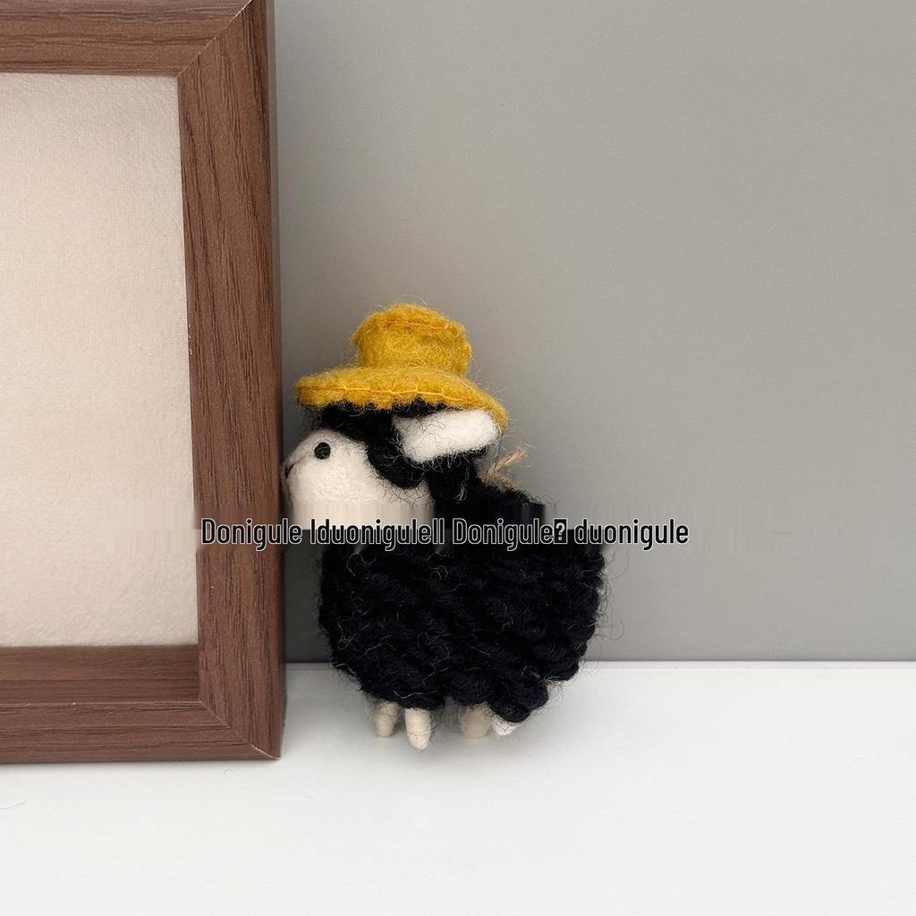 Yellow Hat Sheep Wool Felt Ornament Keychain 
