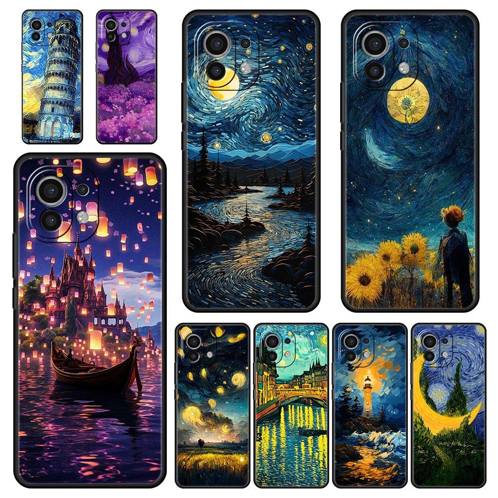 Coque de téléphone pour Xiaomi Mi 14 13 12 11 Lite 13T 12T 11x 11T 10T Pro 9T Note 10 Lite Housse souple en silicone Nuit étoilée van gogh