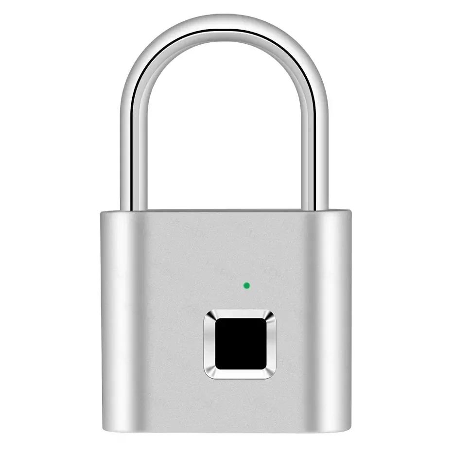 

Outdoors Keyless USB Charging Smart Lock Fingerprint Padlock Waterproof Door Lock 0.2sec Unlock Portable Anti-theft Padlock Zinc