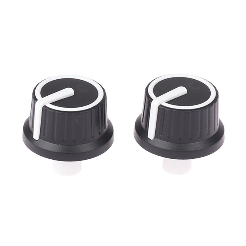 2Pcs Black White Rubber Half Shaft Knob Potentiometer Rotary Encoder Volume Switch Cap 25*25.5Mm