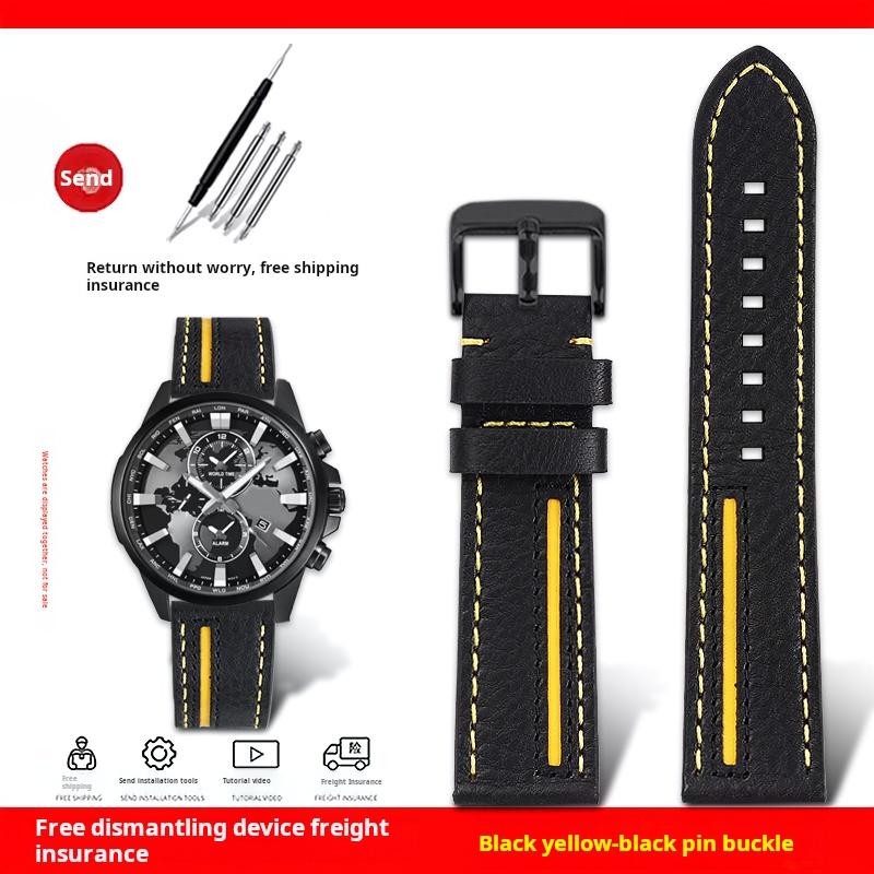 

For Casio EDIFICE ECB-900YDB ECB-1000 EFR303/304/S510 EQB-50 Series Watch band Genuine leather cowhide Watch strap 22MM Bracelet 22mm
