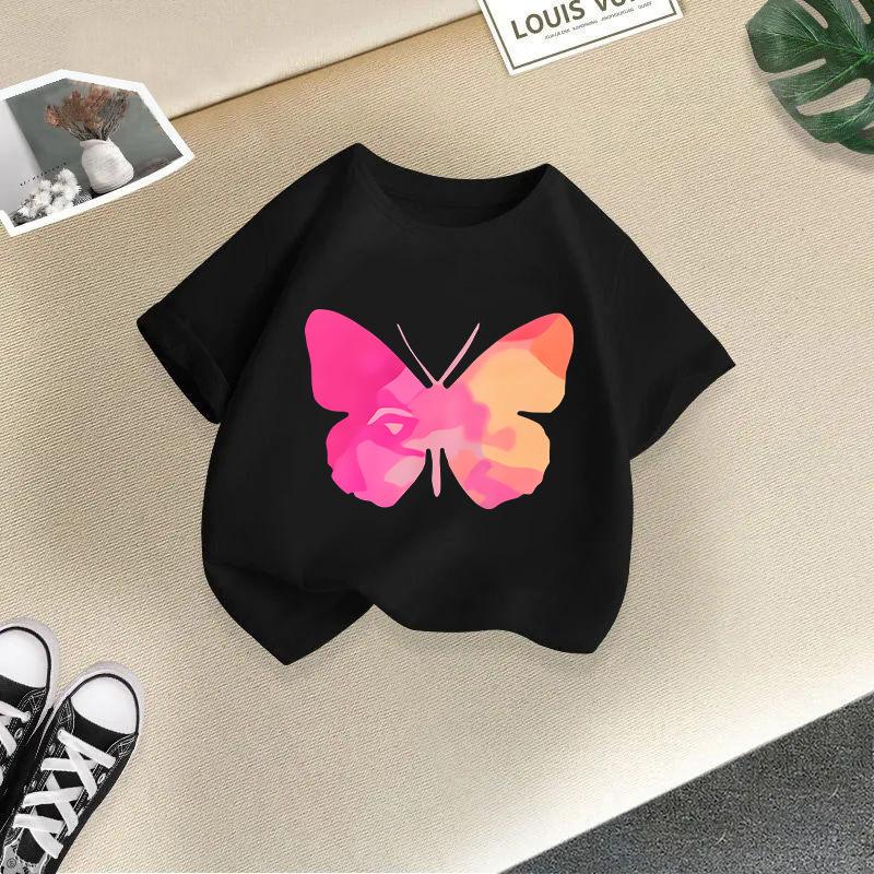 Girls shortsleeved tshirt new summer crew neck top girls foreign summer clothing childrens halfsleeved childrens clothing
