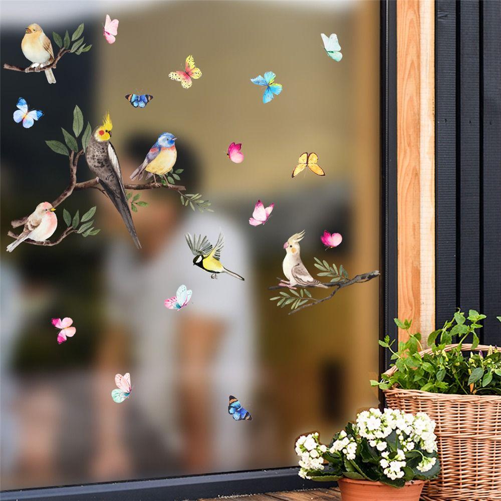 Bird Home Decor Double-sided Visual Butterfly Decals Static Stickers Window Film Window Stickers