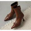 Shoes for Women Fashion Zipper Women's Boots Autumn Pointed Toe Solid Sexy Dress Short Barrel Stilettos or Thin Heels Boots