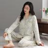 Women's pure cotton spring and autumn pajamas long sleeves can be worn outside autumn women's high-end cardigan loungewear cotton suit