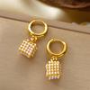 French Chic Imitation Pearl Cube Drop Earrings for Women Old Money Aesthetic Minimalist Geometric Huggie Hoop Elegant Jewelry