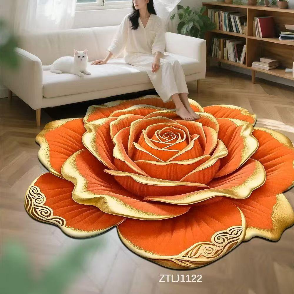 WTEMPO 3D Flower Carpet Bedroom Carpet Bathroom Floor Mat Anti Slip Floor Mat