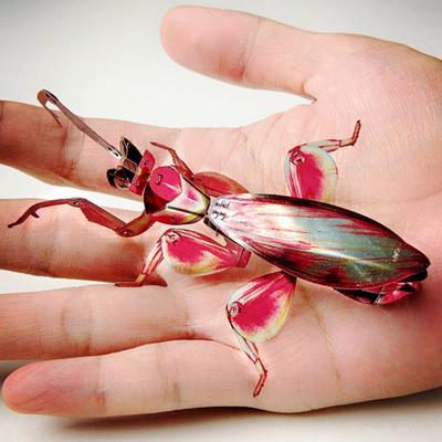 3D Simulation Praying Mantis Figurines DIY Assembly Metal Praying Mantis Model