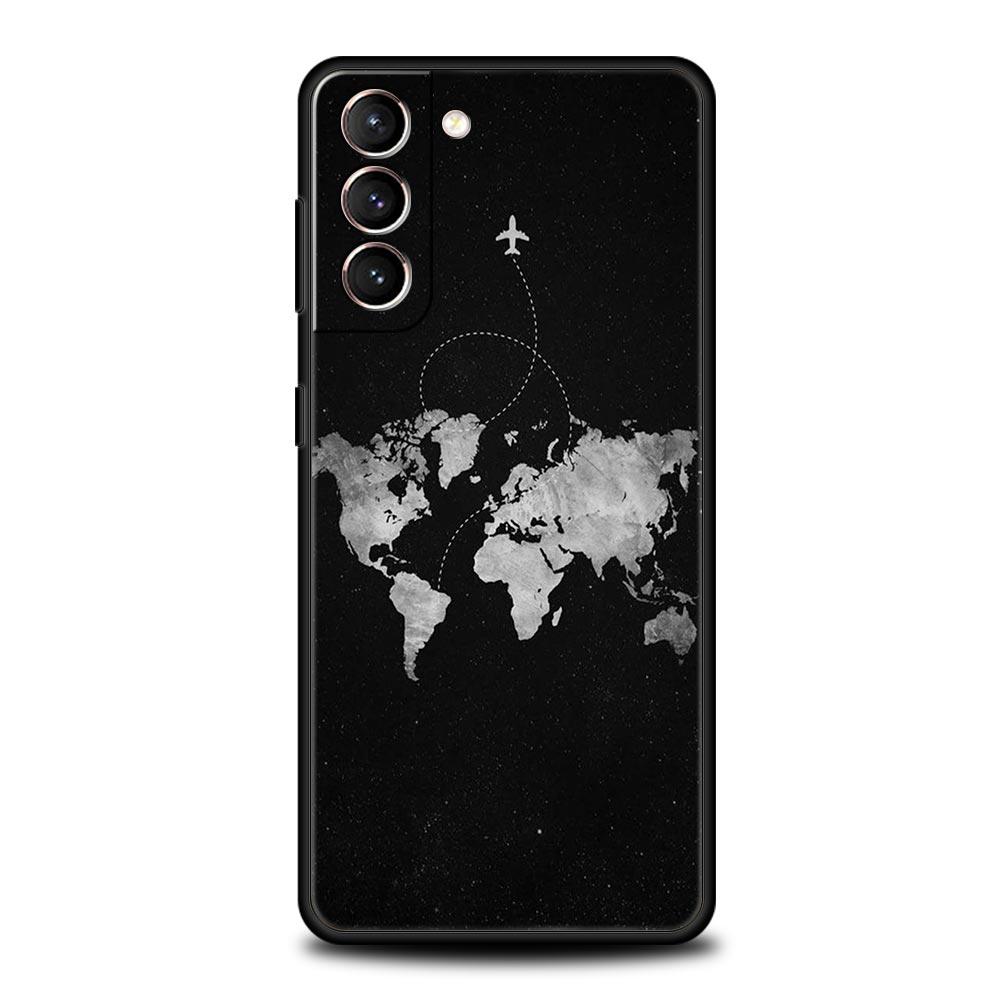 

Cartoon World map scenery direction Phone Case For Samsung Galaxy S24 S23 S22 S20 Ultra S21 FE 5G S10 S9 Plus S10E S8 Soft Cover Samsung S24