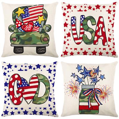 Kissenbezug mit Unabhängigkeitstag-Motiv, Leinen, bedruckt, für Wohnzimmer, Sofa, Schlafzimmer, Dekoration