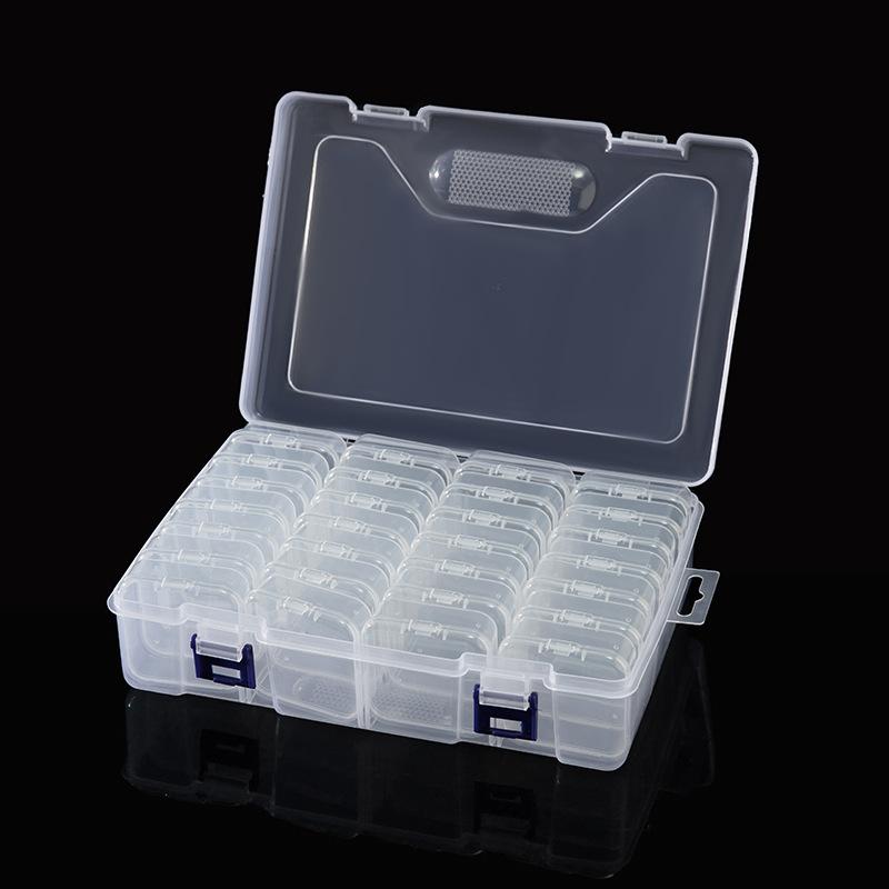 Double-Layer 8-Set Box 28-Grid Flip Cover Storage Box Diy Jewelry Handmade Material Packaging Storage Box Transparent Plastic Box