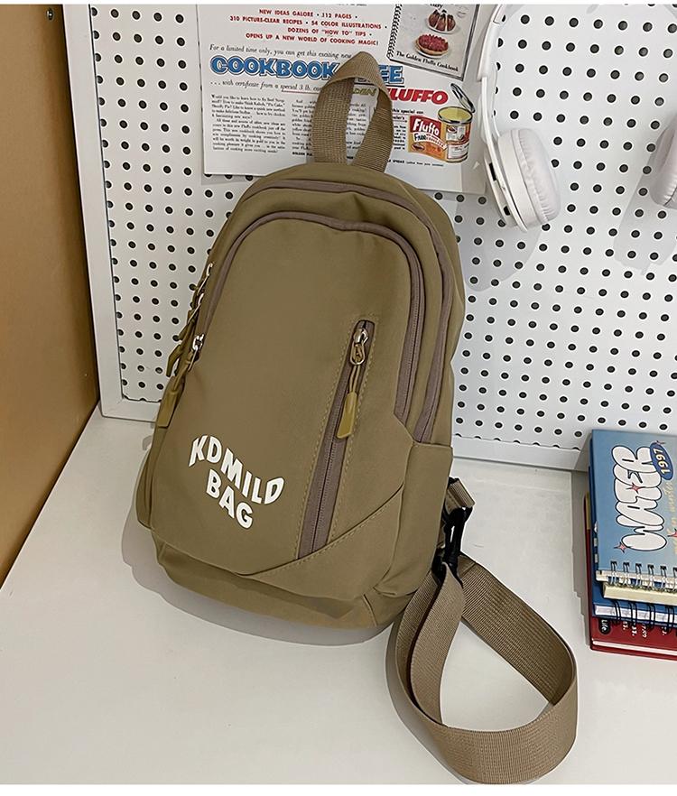 Men's Solid Color Chest Bag Women's Crossbody Bag Outdoor Letter Travel Bag Large Capacity Lightweight Couple Bag