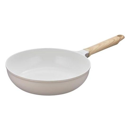 Thermos Ceraprotect Coat Series Frying Pan 24cm Greige IHGas Compatible High Durability Ceramic Coating Die-Cast Manufacturing PFOA PFOS Free Wood GG