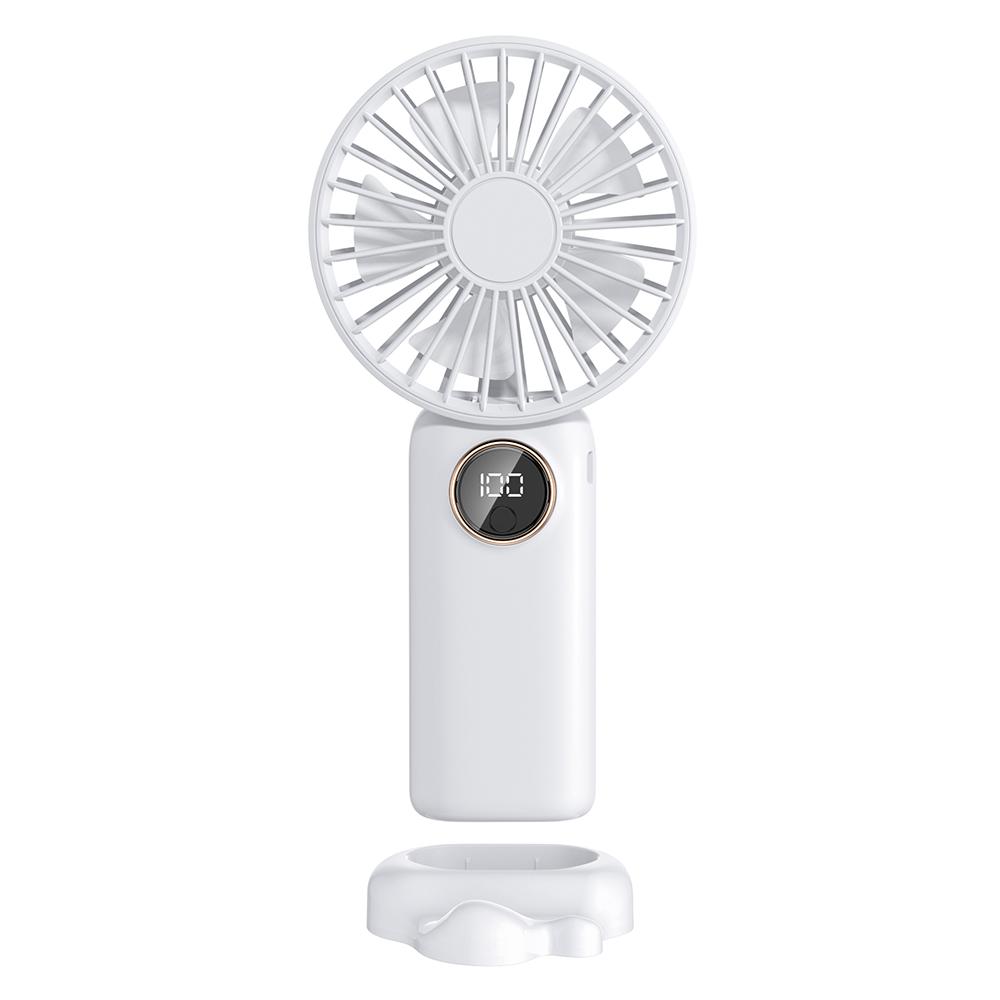 

Портативний вентилятор Міні ручний електричний вентилятор Підтримка 5 регульованих швидкості вітру Безшумна робота Power by білий
