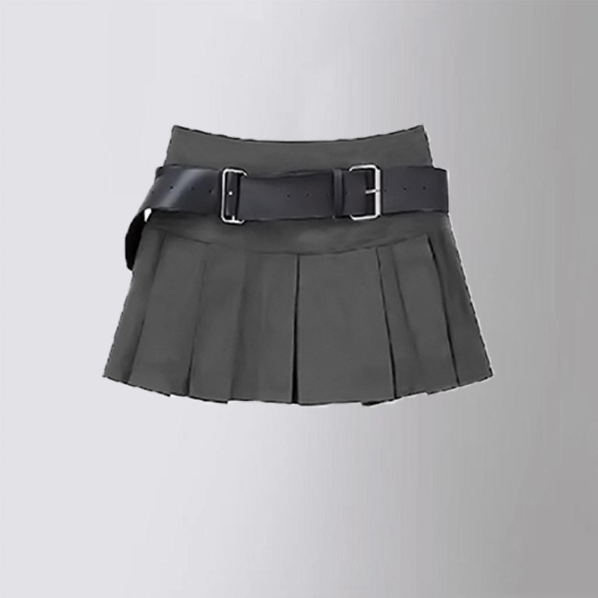 

Плиссированная юбка для девочек-подростков, однотонная повседневная универсальная юбка-карго для детей, короткая юбка-пачка трапециевидной формы с высокой талией, детская с поясом 140cm серый