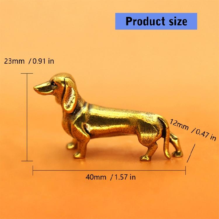 Set of 2 Artistic Brasses Dachshund Miniature Figurine Solid Coppers Animal Sculpture for Home Decors Collectible Ornament