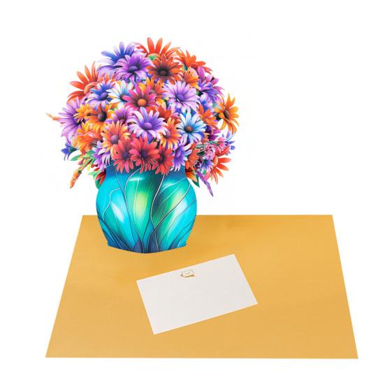 

3D Pop Up открытки 13 бумажные цветы букет поздравительная открытка с конвертом и