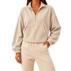 Women's Fashion Color Half-Zip Mock Neck Long Sleeve Sweatshirt with Pockets