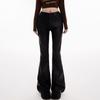 American Retro High-waisted Hottie Slim-fitting and Thin Flared Pants Leather Pants Autumn and Winter Casual Pants Women's Trousers & Extended
