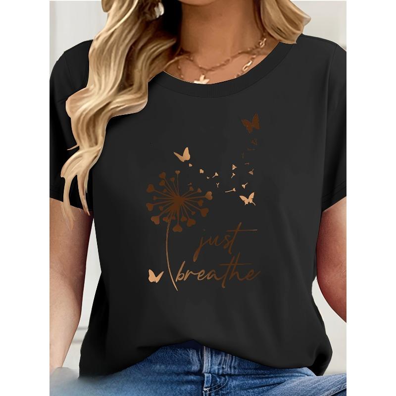 

European sizes Elegant Artistic Patterned Print Women S Short-Sleeve T-Shirt 4XL