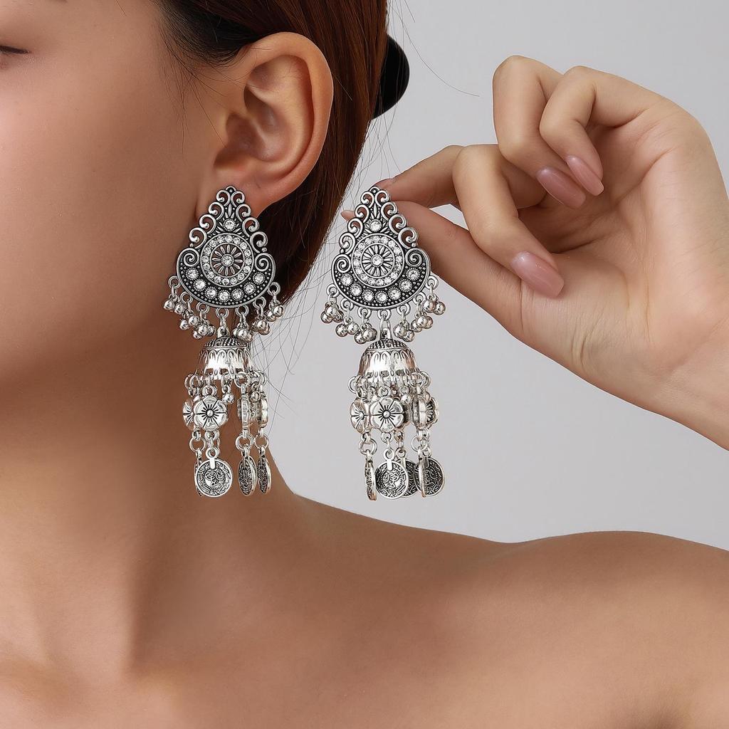 Bohemian Ethnic Tassel Metal Dangle Earrings - Fashion Exotic Ear Jewelry