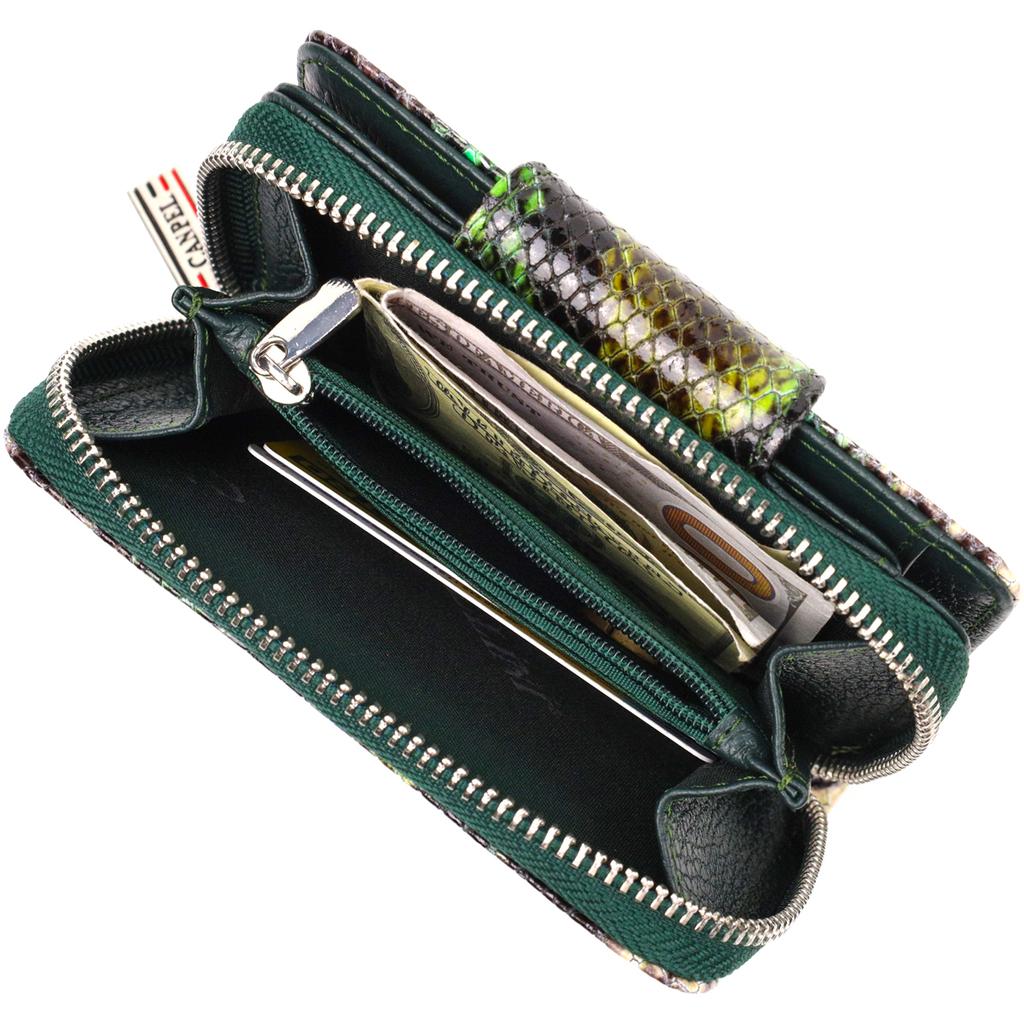 Women's Textured Vertical Purse with a Zipper Coin Holder Made of Genuine Leather with Snake Embossing CANPELLINI 21732 Multicolored