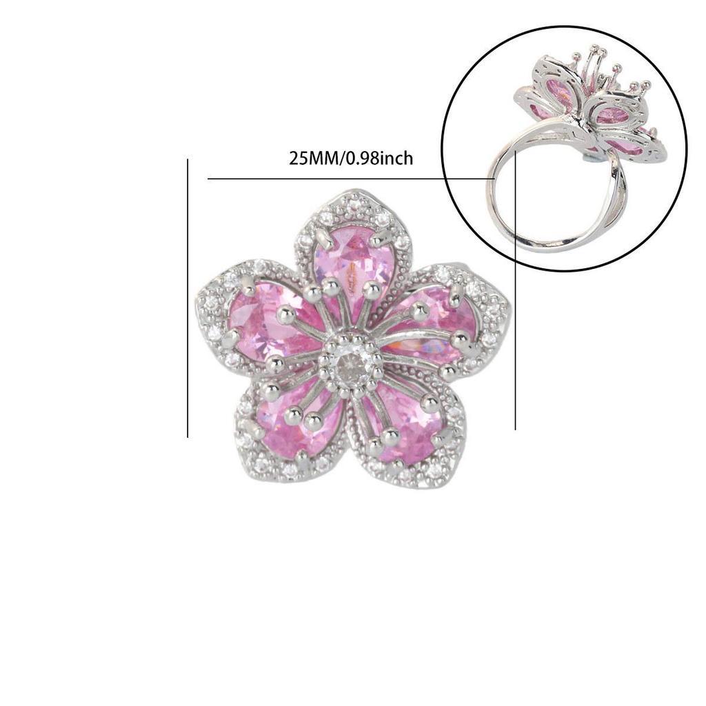 Elegant Women's Copper Ring Set with Zircon and Full Diamond Design