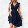 2026 hot-selling new multi-color spot European and American summer lotus leaf sleeve elegant dress cotton