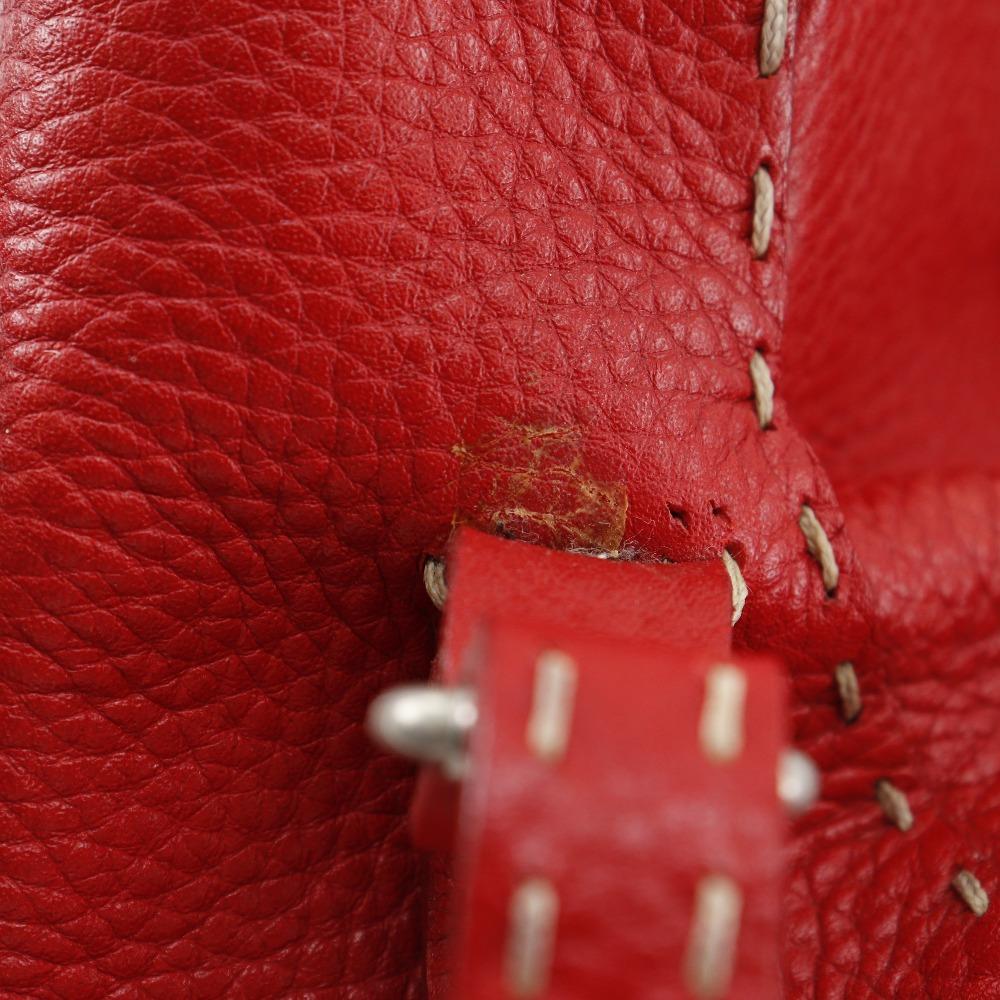 Fendi Celeria Handbag Red Leather Women Used