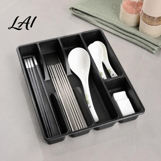 Cutlery Holder for Kitchen Drawer Organizer Multi-Compartment Plastic Utensil Tray Space Durable Saving Storage Tray Home Cutter And Fork