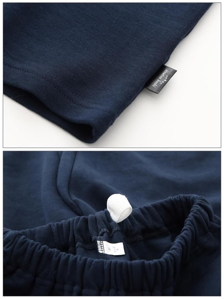 Kaitak Family 5-Star Hotel-Style Pajamas, Men's Unisex Super Cardboard Knit Shirt, Long Sleeve, Fall/Winter, Sizes M, L, LL (LL, Navy (Shirt))