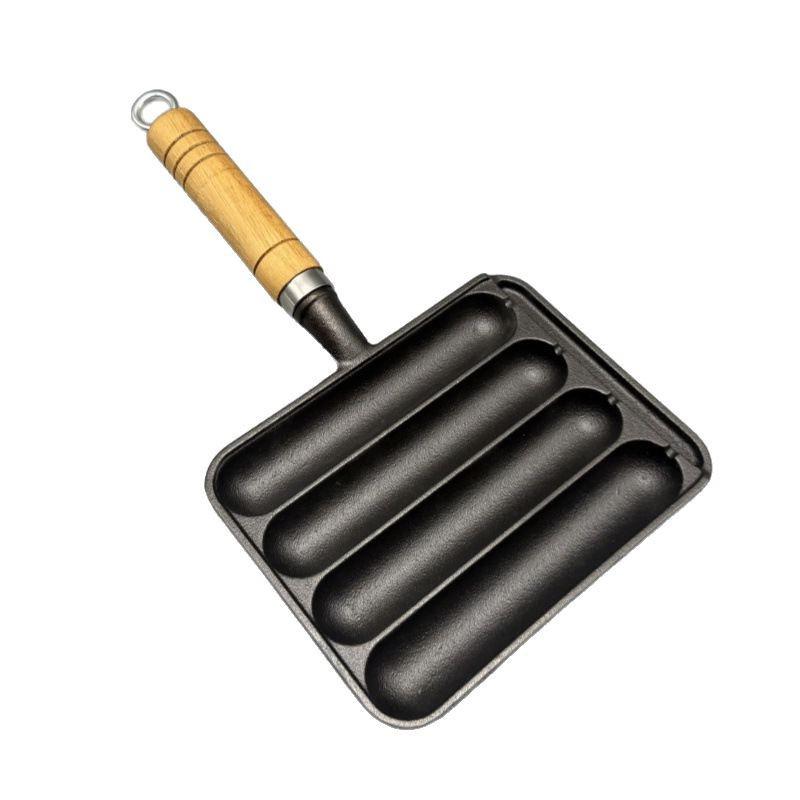 Cast Iron Sausage Grill Pan - Non-Coated, Ideal for Home or Outdoor Use